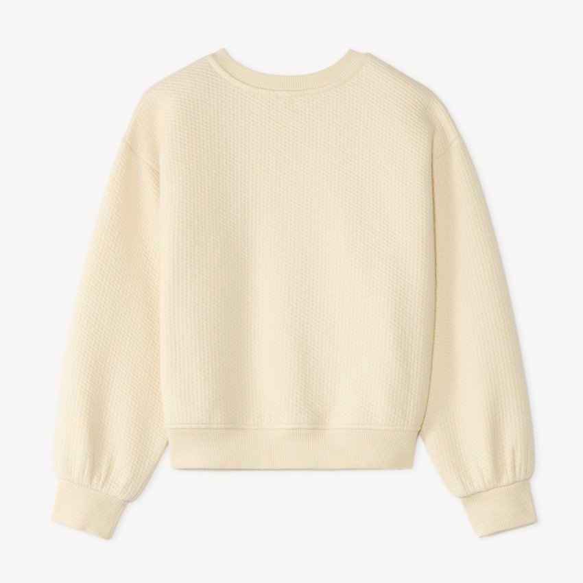 Sweat texturé fille broderies fleuries 