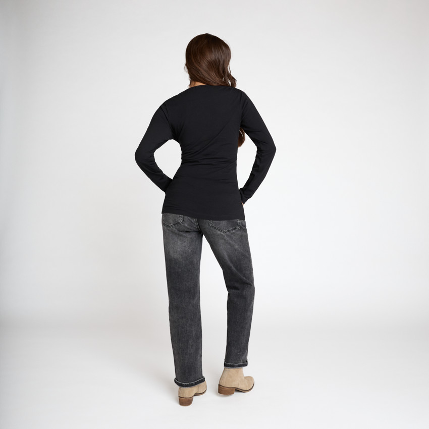 T-shirt manches longues de grossesse et d'allaitement à col croisé 