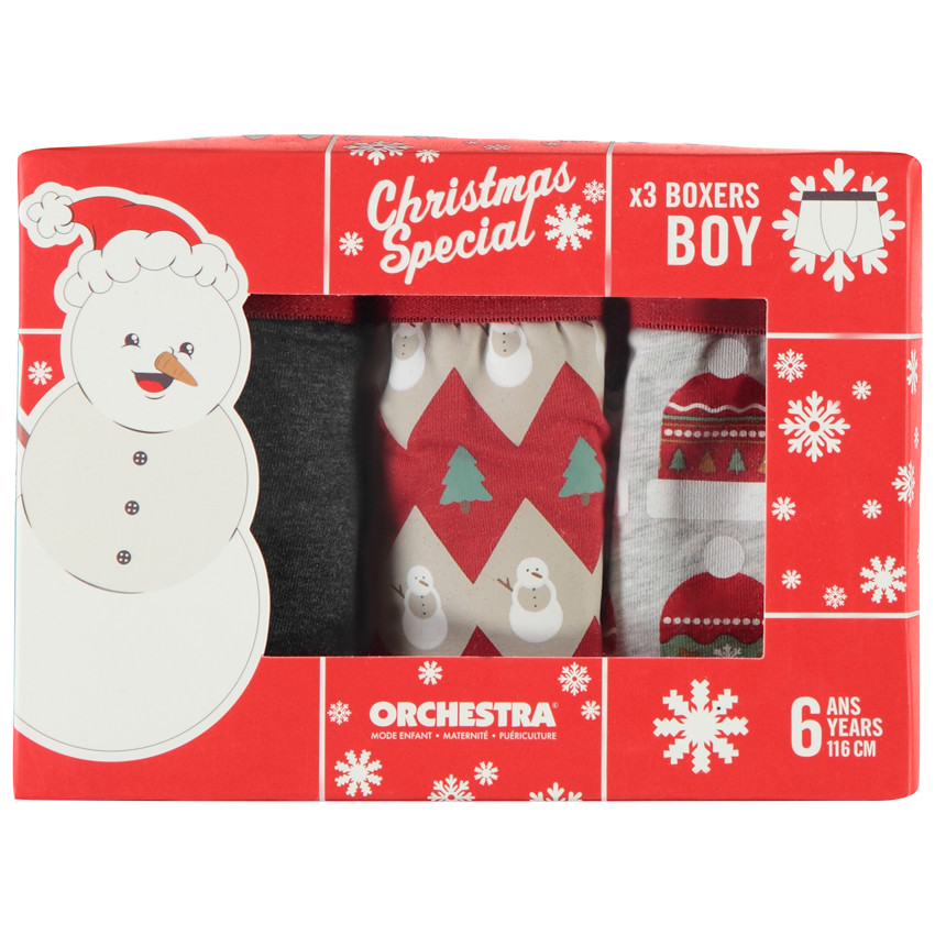 Coffret de 3 boxers de Noël motifs fantaisie pour garçon 