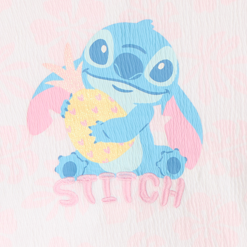 Ensemble court 2 pièces t-shirt + short Stitch Disney pour bébé fille  