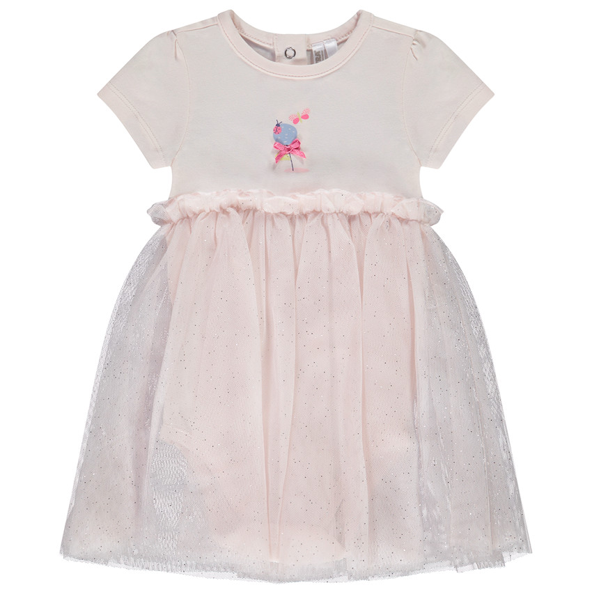 robe de cérémonie effet 2 en 1 avec tulle pour bébé fille - rose