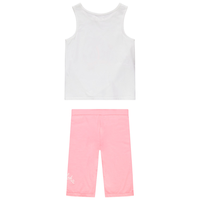 Ensemble avec débardeur à sequins et cycliste rose 