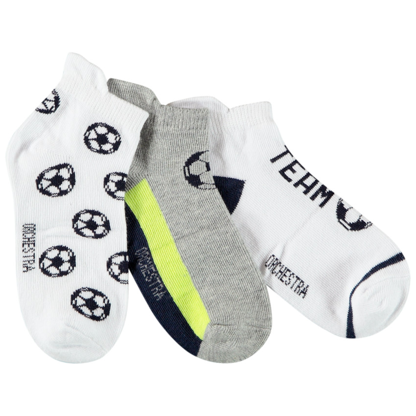 Lot de 3 paires de chaussettes courtes foot pour garçon 