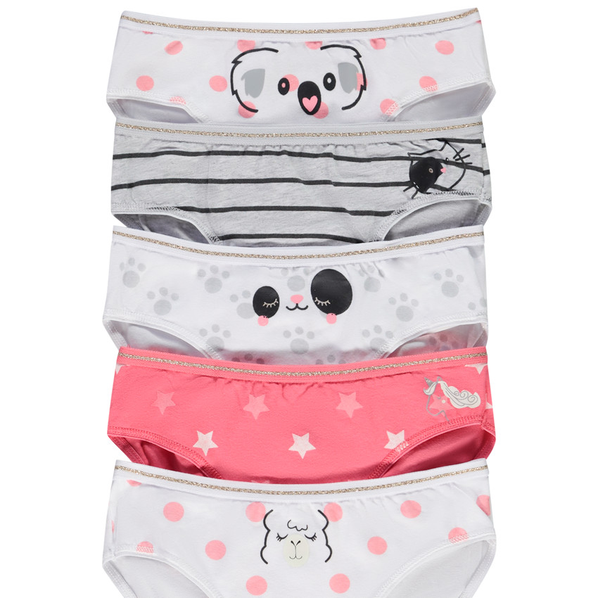 Lot de 5 culottes fantaisie animaux pour fille 