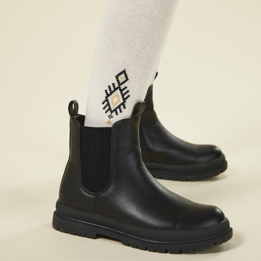 Bottines zippées effet cuir à quadrillage pour fille 