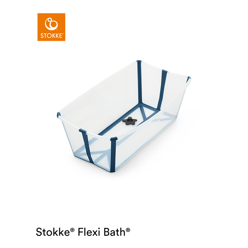 BU489 - Ensemble baignoire Stokke Flexi Bath ® XL transparent bleu et  transat de bain nouveau -né
