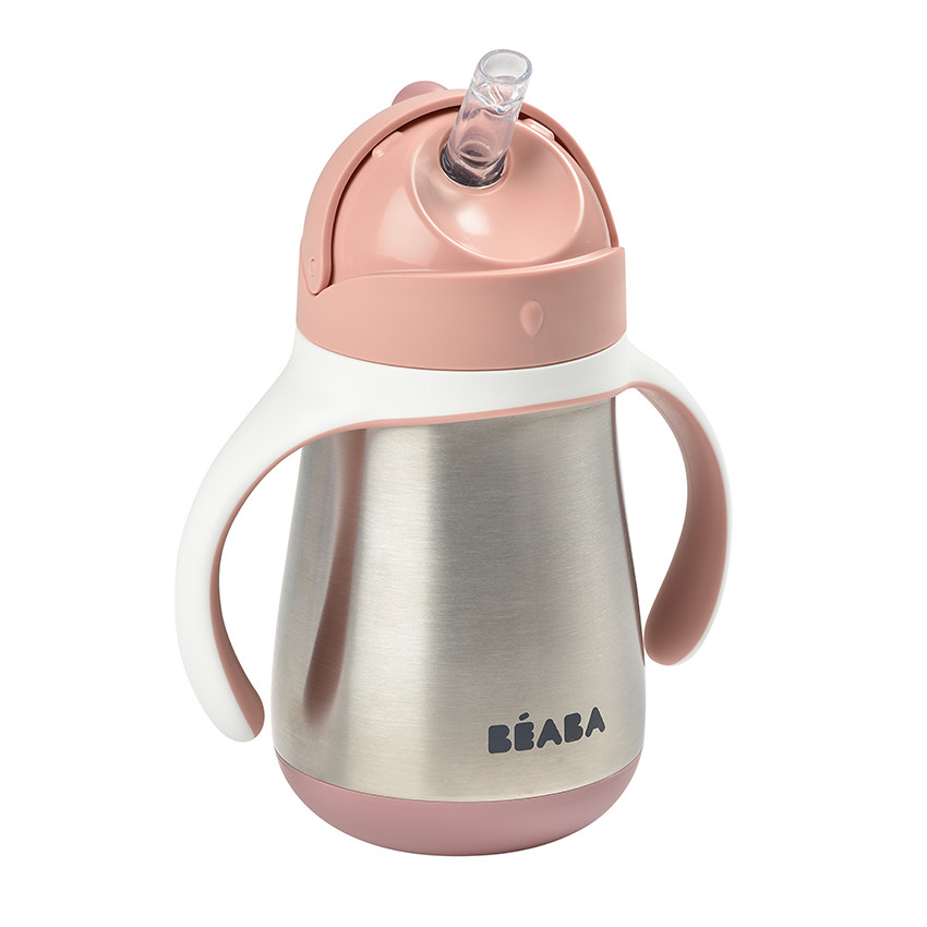 Tasse paille en inox 250 ml - Old Pink - Rose (Béaba) - Image 1