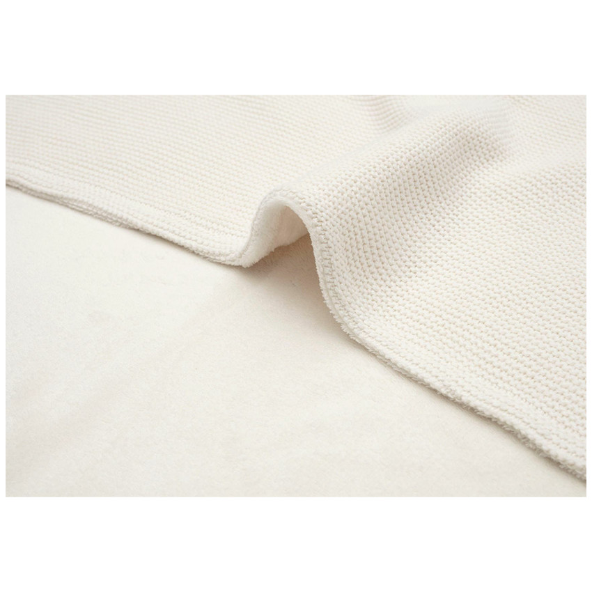 Couverture berceau Basic Knit Fleece 75x100cm - Ivory/Coral - Ecru (Jollein) - Image 3