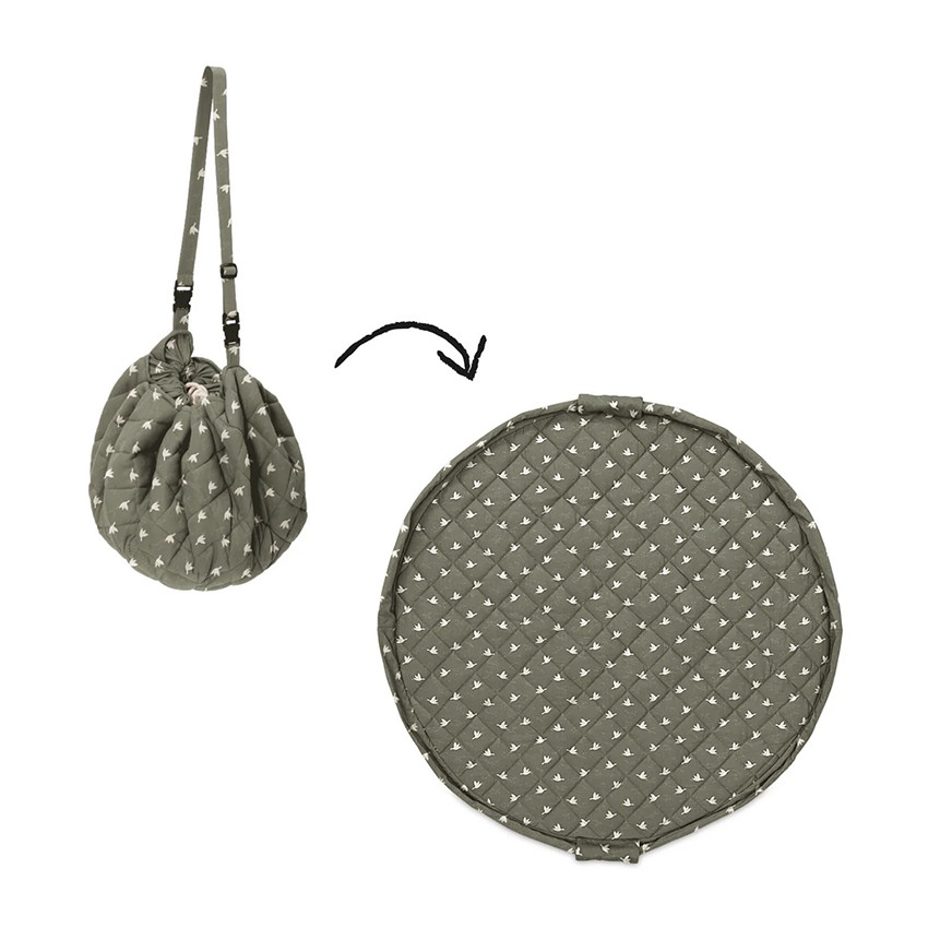Tapis de jeu et sac de rangement 3 en 1 matelassé birds - Vert (Play & Go) - Image 2