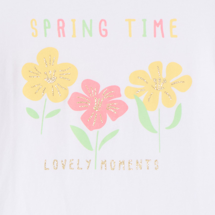 T-shirt manches courtes print fantaisie pailletées pour fille 