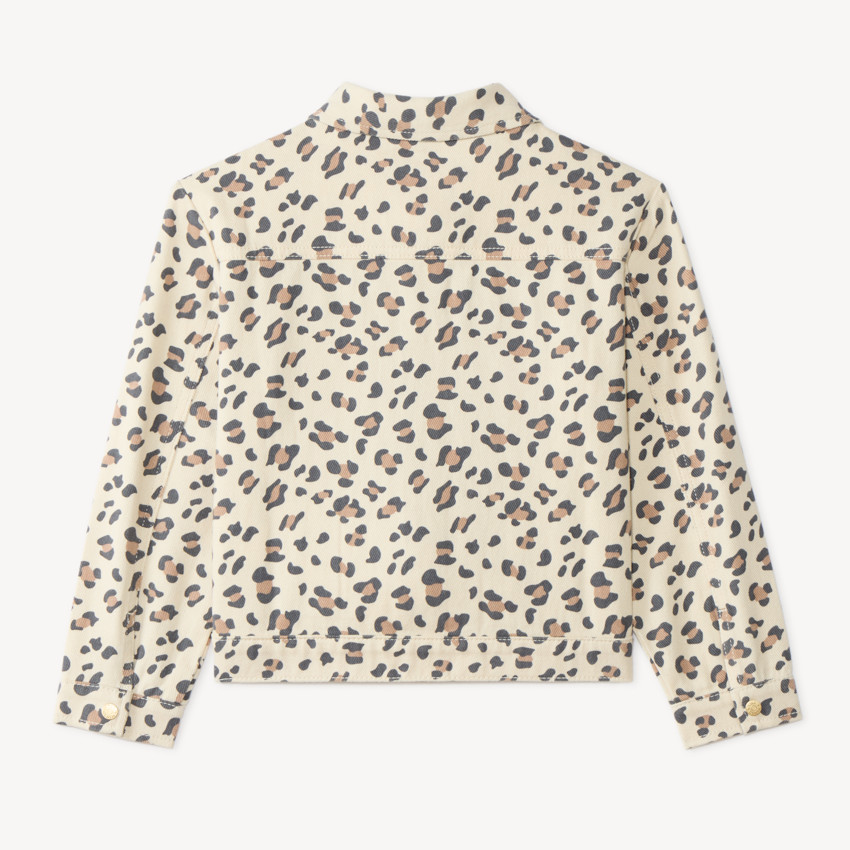 Veste jean fille imprimé léopard 