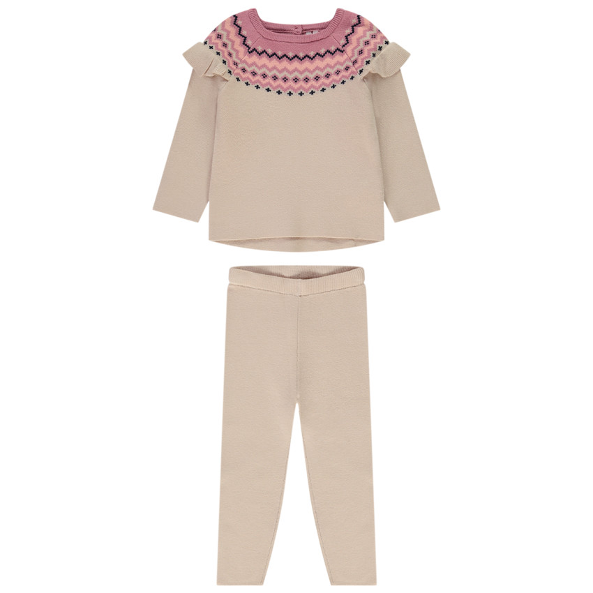 Ensemble jogging 2 pièces en tricot jacquard pour bébé fille 