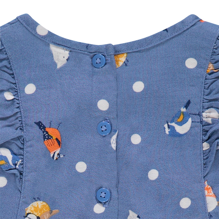 Tunique fluide à volants imprimée oiseaux 