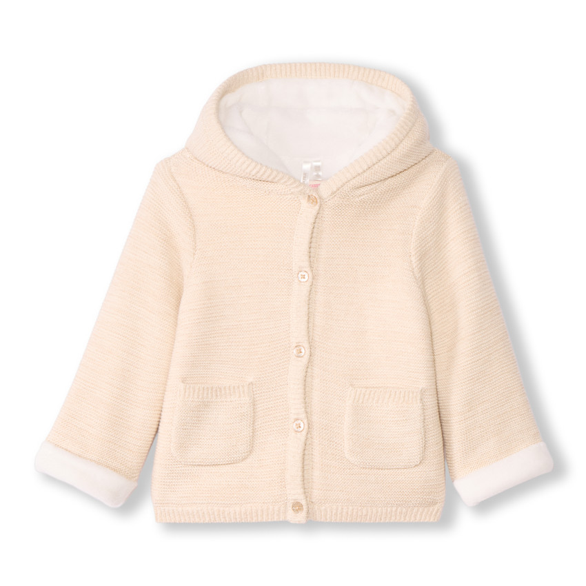 Veste à capuche en tricot avec broderie coeur pour bébé fille