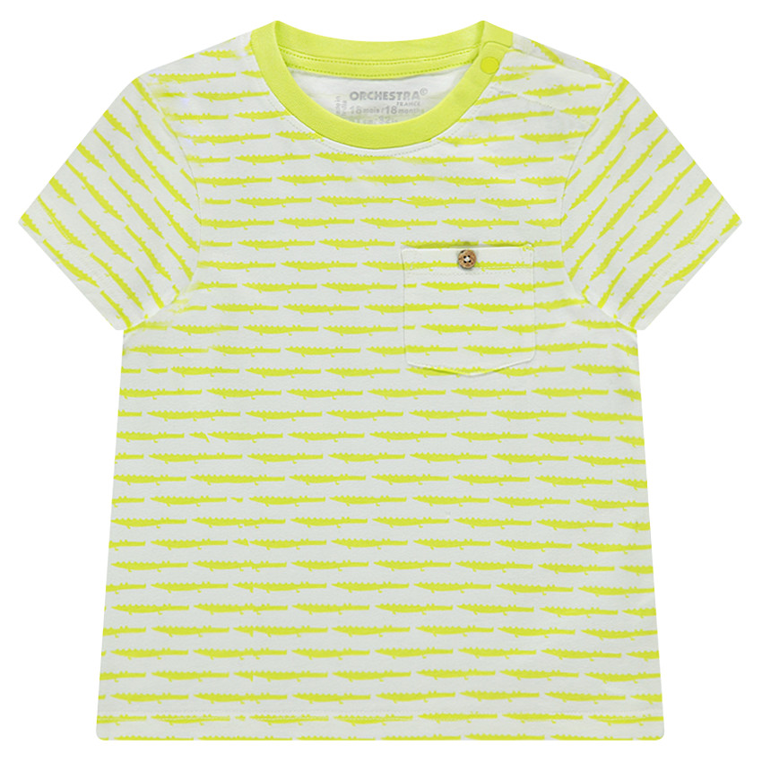 Tee-shirt manches courtes en jersey avec rayures fantaisie et poche 