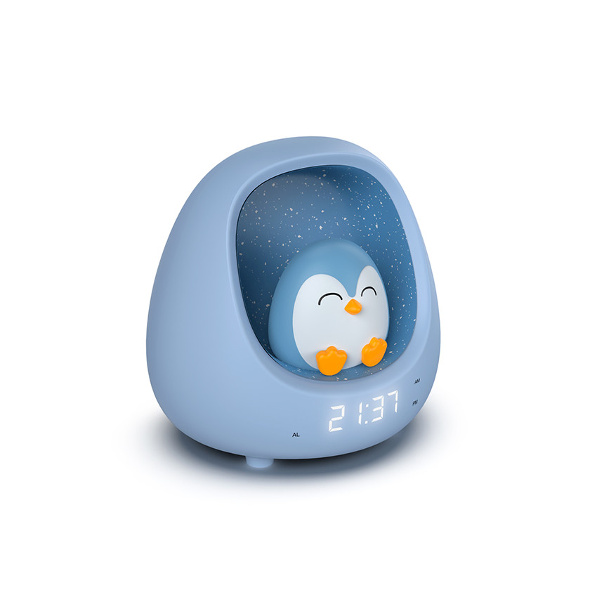 Réveil avec veilleuse Snow le pingouin bleu