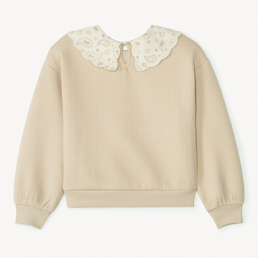 Sweat en molleton col claudine à motif paisley pour fille 