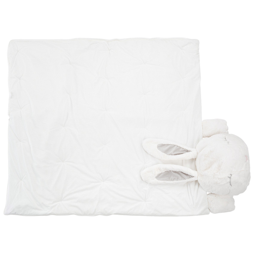 Couverture fantaisie avec tête de lapin en sherpa 