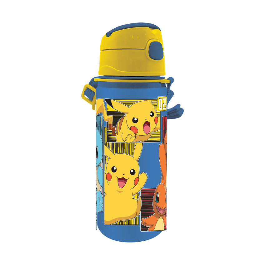 Gourde aluminium avec lanière Pokémon 600ml jaune 