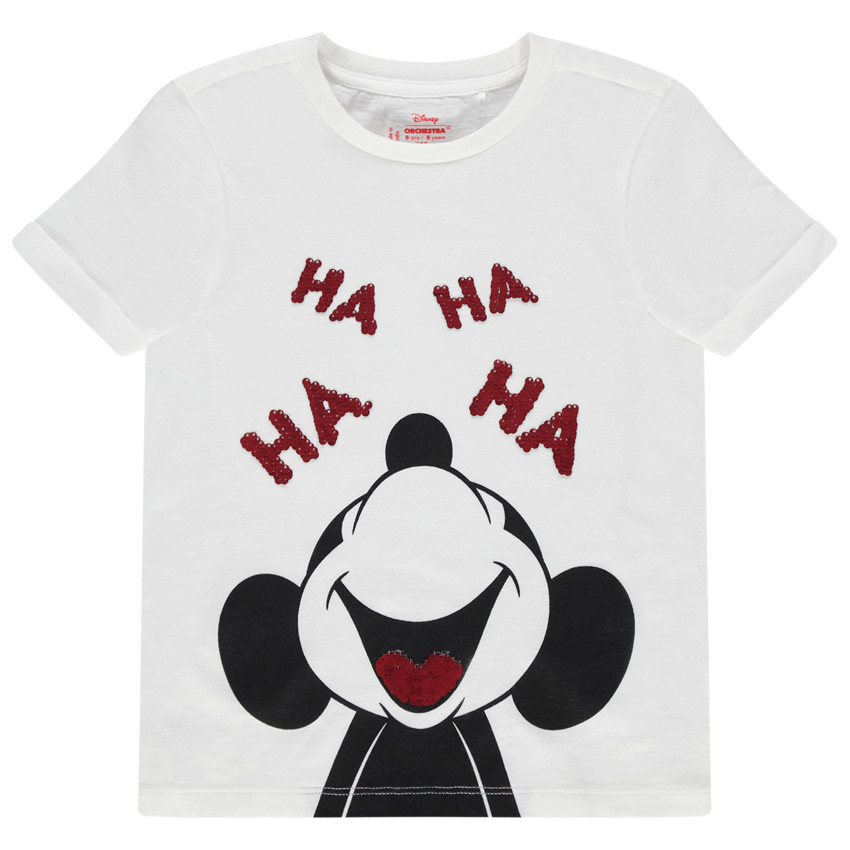 T-shirt manches courtes print Mickey Disney à sequins magiques Main T-shirt manches courtes print Mickey Disney à sequins magiques