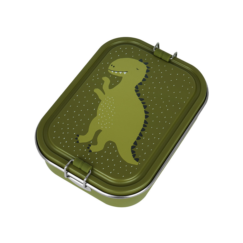 Lunchbox compartimentée en inox Mr. Dino vert 
