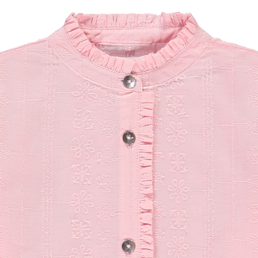 Chemise brodée à manches longues bouffantes pour fille 