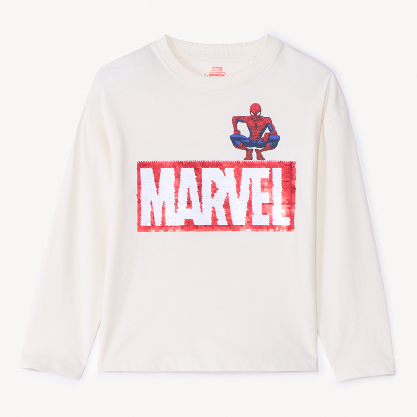 T-shirt manches longues Spider-Man Marvel à sequins magiques pour garçon