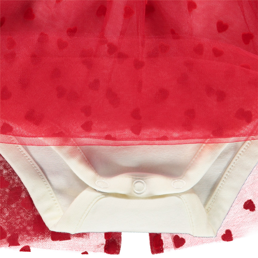 Robe de fête effet 2 en 1 bi-matière à cœurs pour bébé fille 