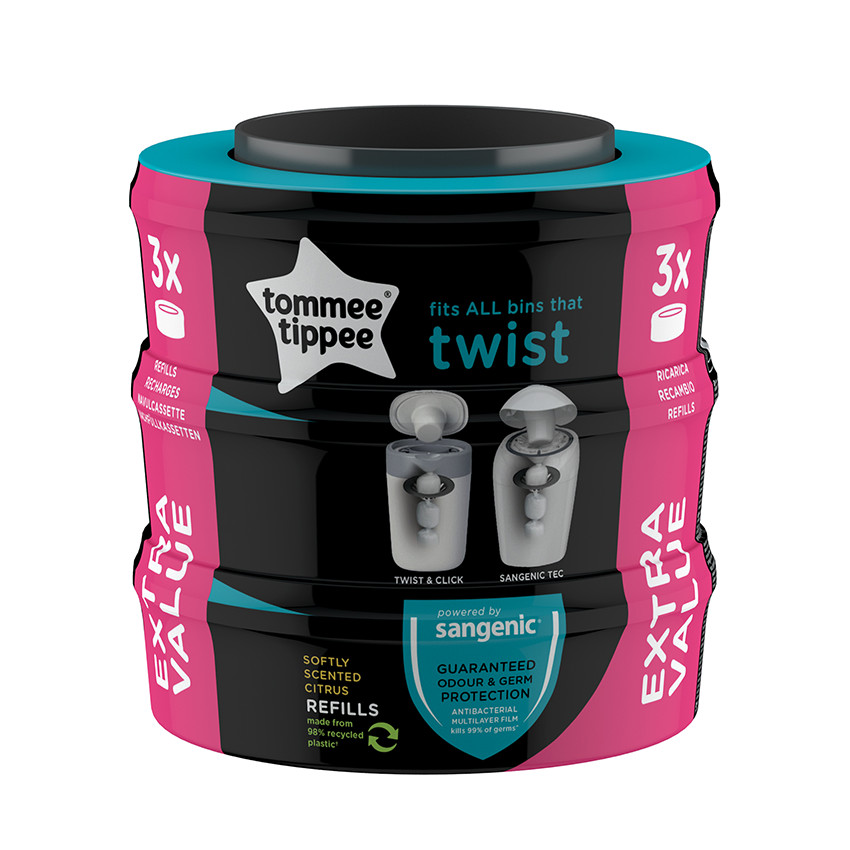 Tommee tippee - recharges poubelles twist & click x6 - compatibles avec bac  tec TOMMEE TIPPEE TOM5010415510082 Pas Cher 