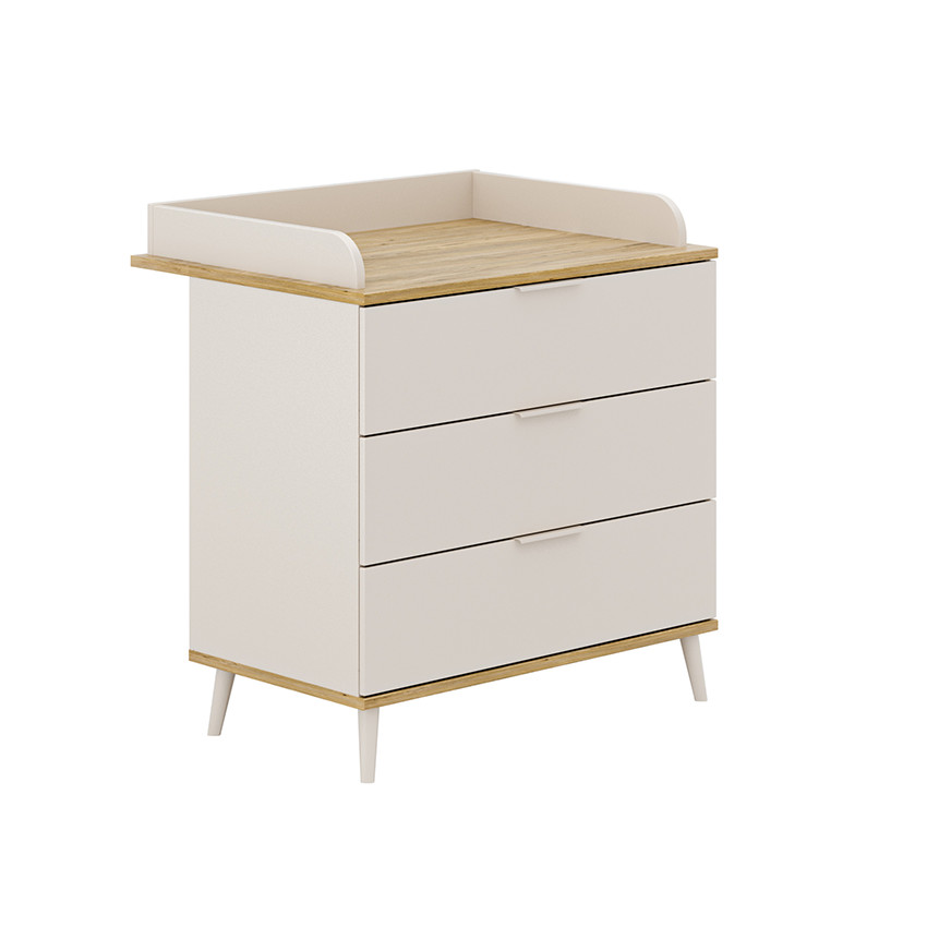 Commode Hazel + plan à langer Cashmere Beige / Chêne montana 