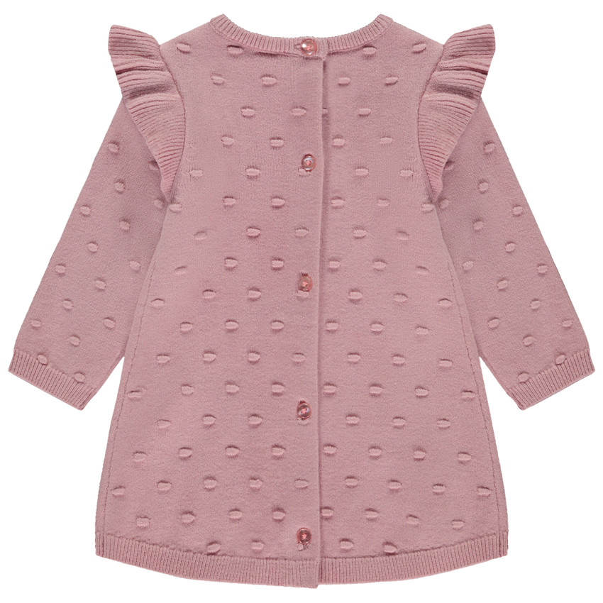 Robe à manches longues en tricot et plumetis pour bébé fille 