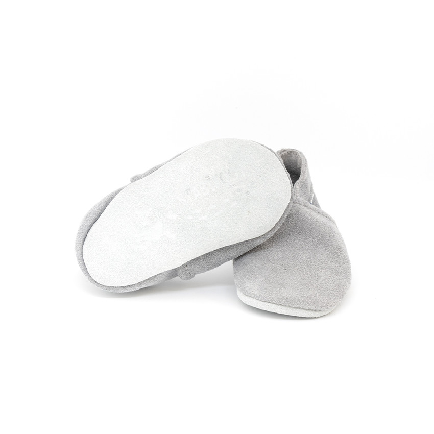 Chaussons souples 0-3M en suède Babysoft sky 