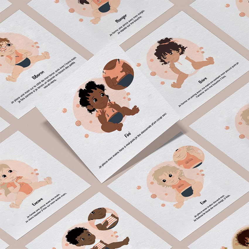 7 cartes Bébé signe "Mes repas" 