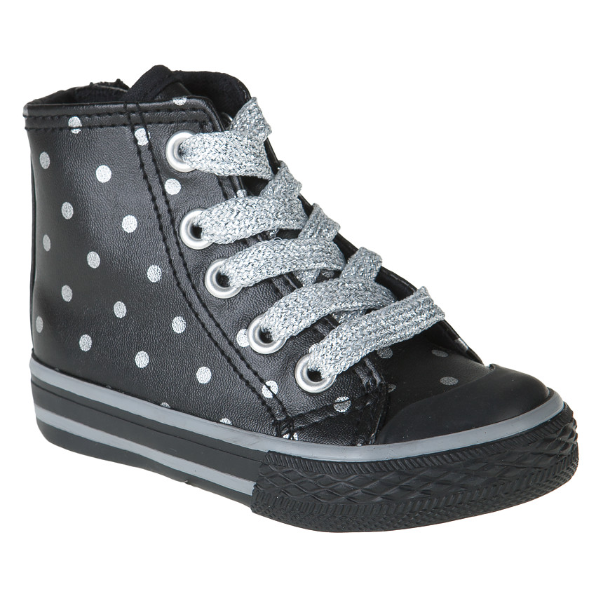 Baskets montantes à zip et lacets imprimées pois 