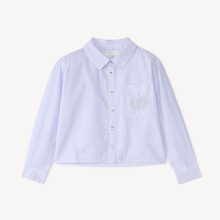 Chemise manches longues fille rayée et détails argentés 