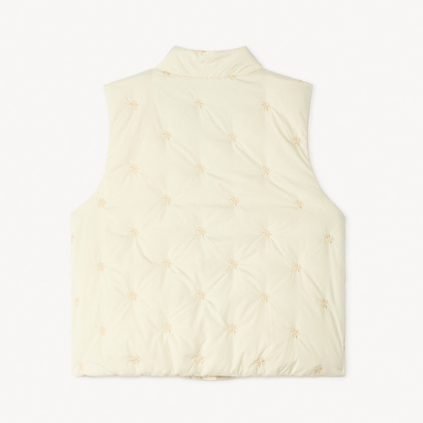 Doudoune sans manches à fleurs brodées pour bébé fille 