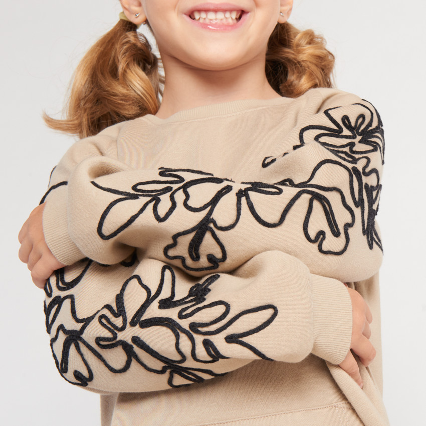 Robe sweat molletonnée avec cording sur les manches pour fille 