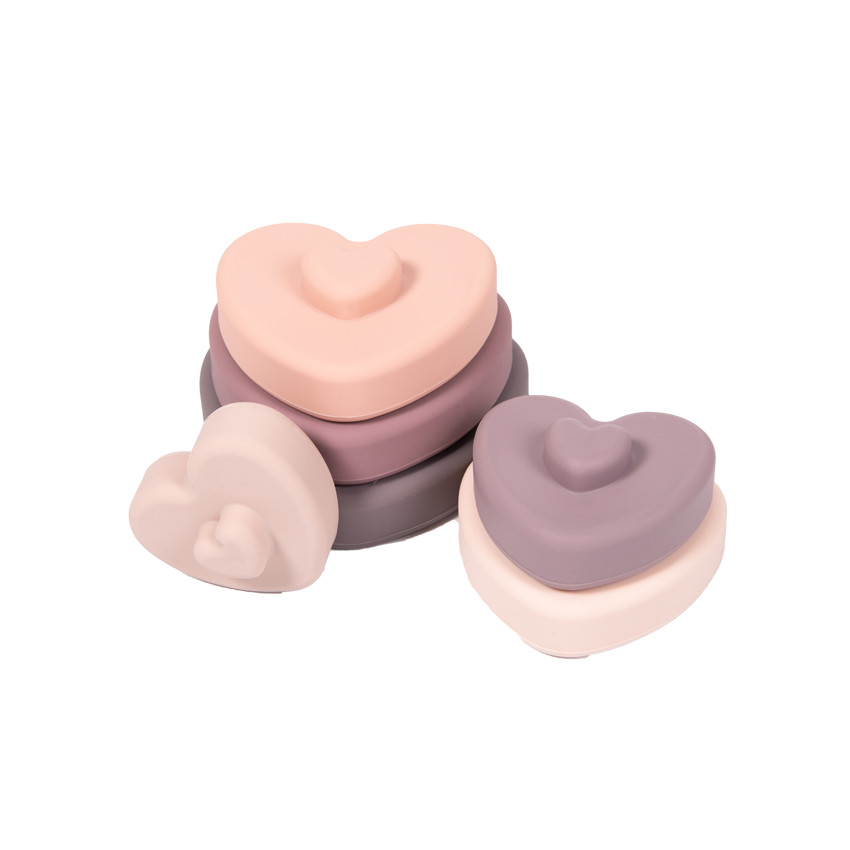 Tour d'empilage en silicone Cœurs rose 