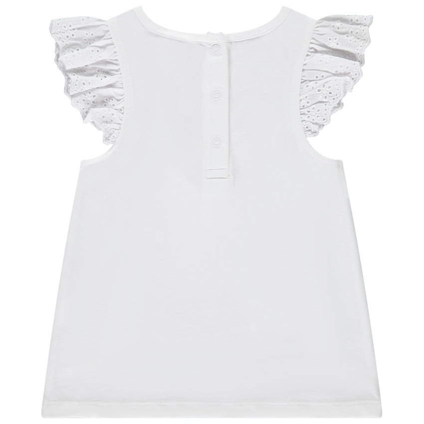 T-shirt manches courtes volantées motif pailleté pour bébé fille 