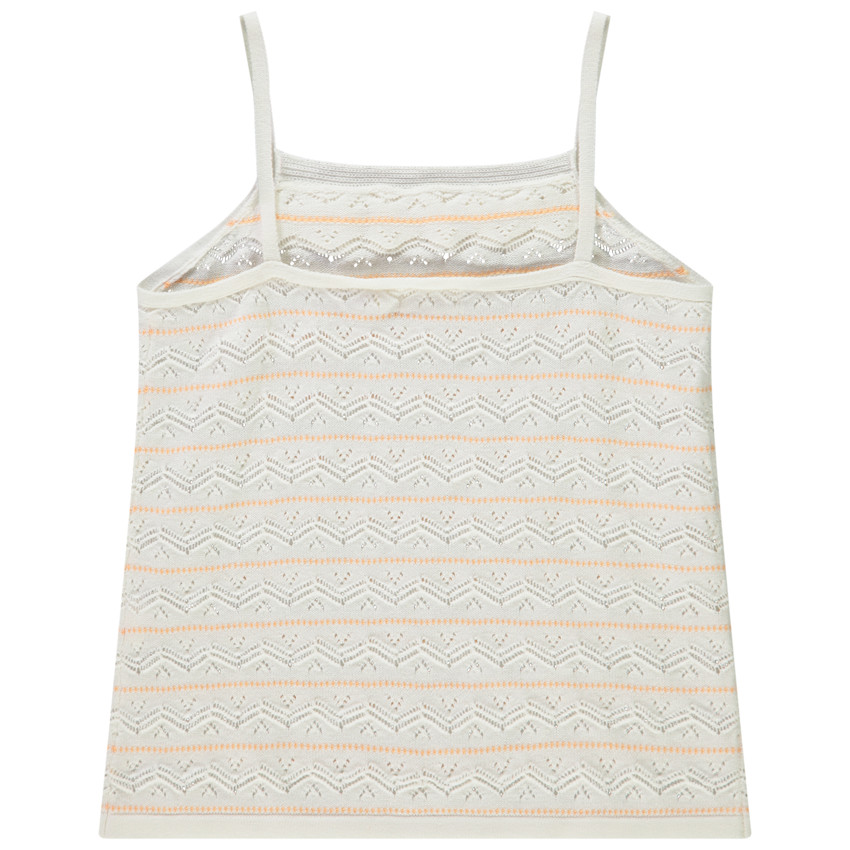 Débardeur en tricot et maille pointelle et col volanté pour fille 