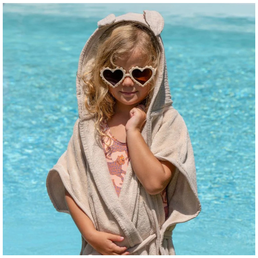 Peignoir de bain 0-2ans bambou et gaze de coton Mix Match Biscuit  