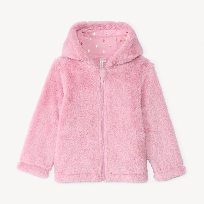 Gilet polaire en sherpa uni avec capuche pour bébé fille
