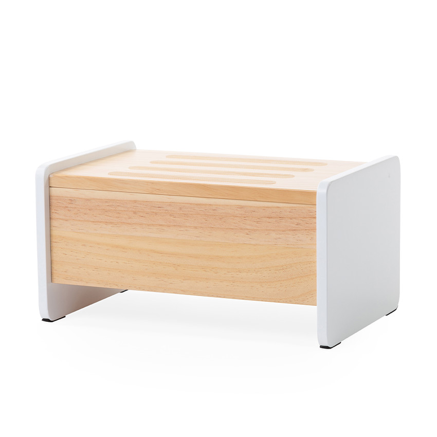Marchepied en bois 2 en 1 blanc/naturel 