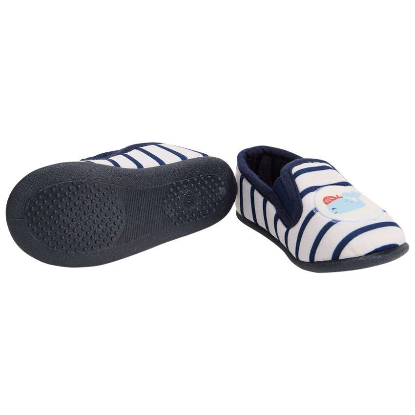 Chaussons bas rayés avec patch baleine pour bébé garçon 