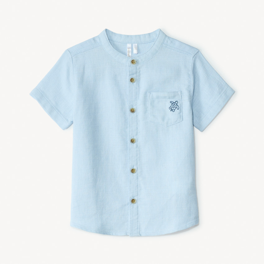 Chemise manches courtes col mao avec broderie animaux pour bébé garçon 