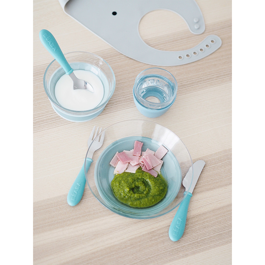 Set repas 3 pièces en verre - Jungle - Bleu (Béaba) - Image 2