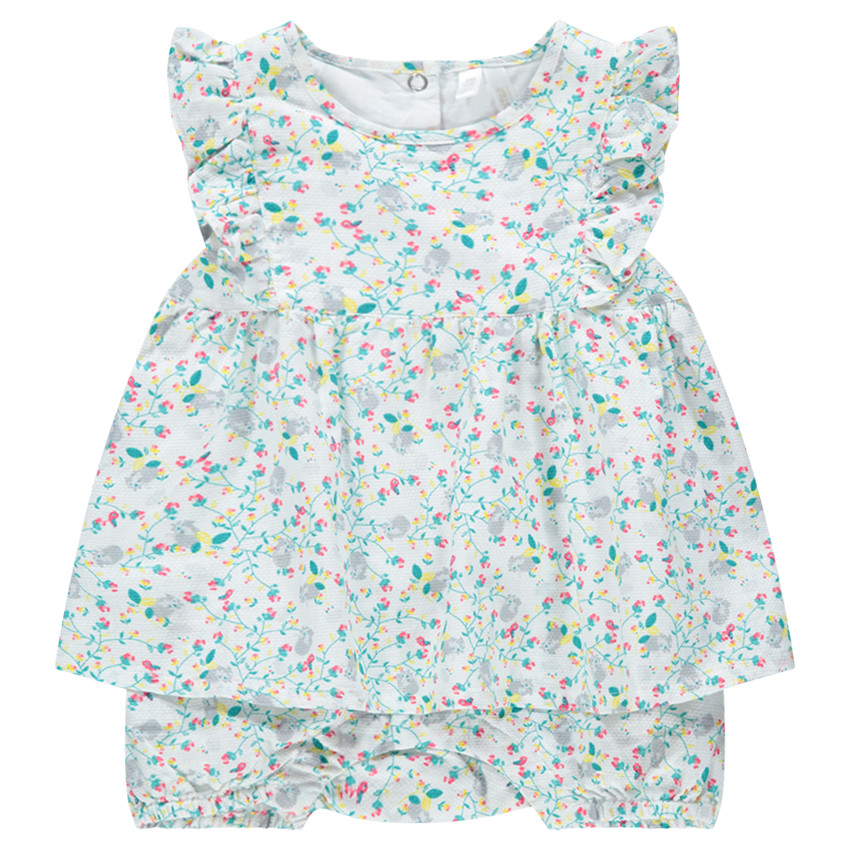 Combinaison courte effet robe à fines fleurs all-over 