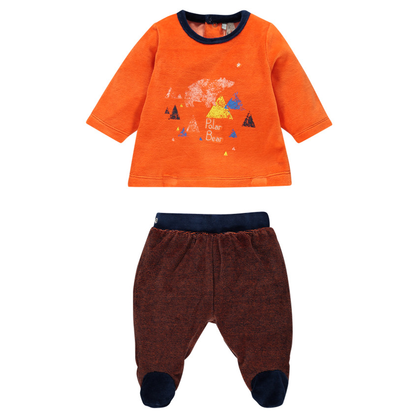 Pyjama en velours avec ours printé 