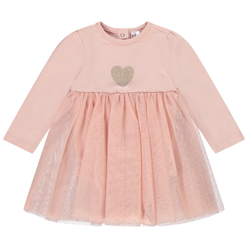 Robe de cérémonie effet 2 en 1 en maille et tulle pour bébé fille 