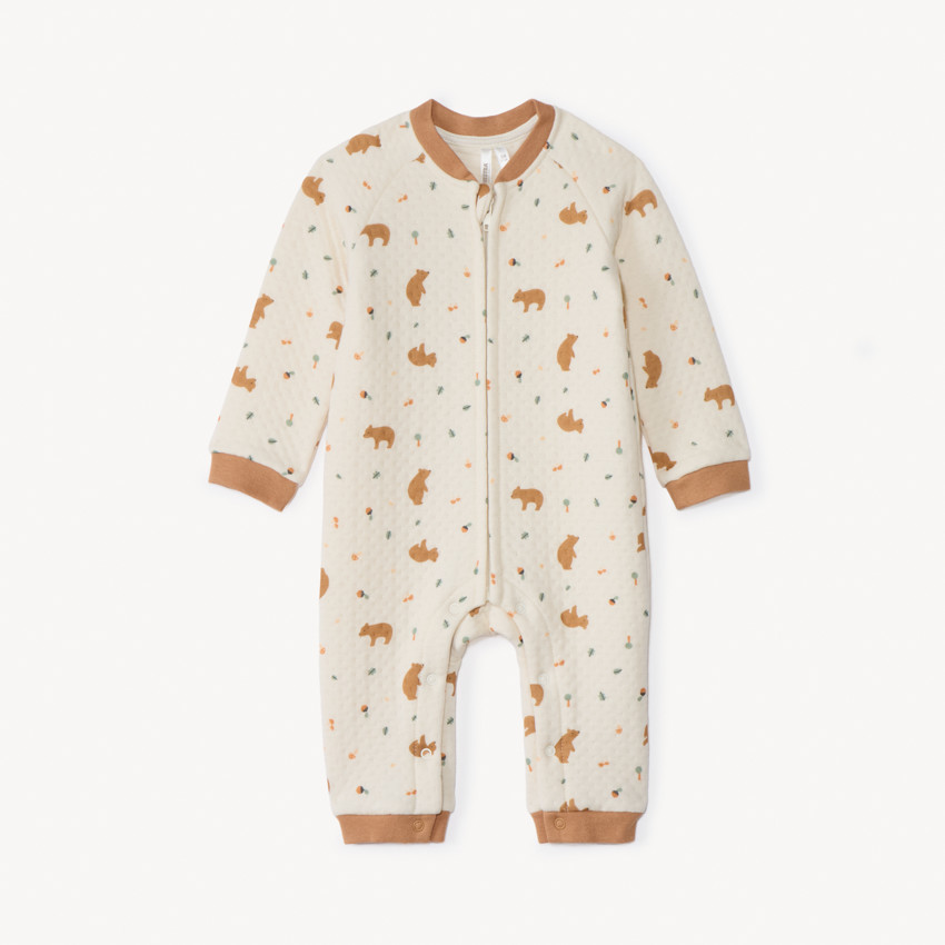 Combinaison matelassée et imprimé ours pour bébé garçon 